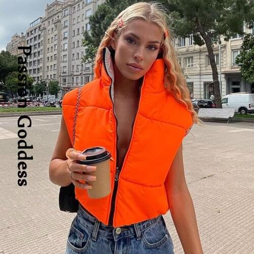 Autumn Women Puffer Down Coats Vest Warm Sleeveless Two-wear Bubble Coats Contrast Color Parkas Down Zipper Padded Vest Jacket