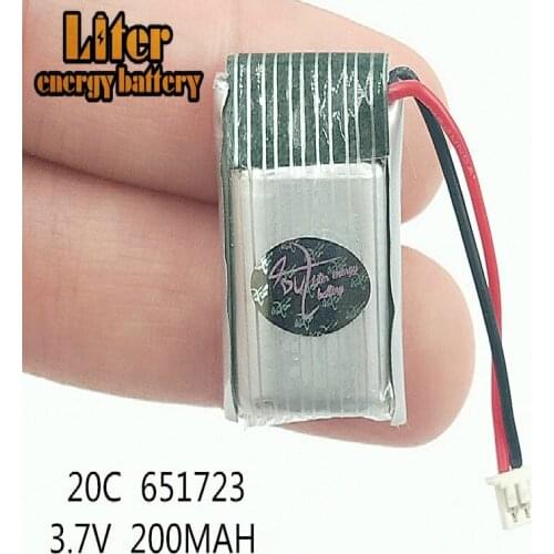 1.25mm Plug 3.7v 200mah 651723 h20 RC Quadcopter Spare parts LIPO Battery 1pcs 25C