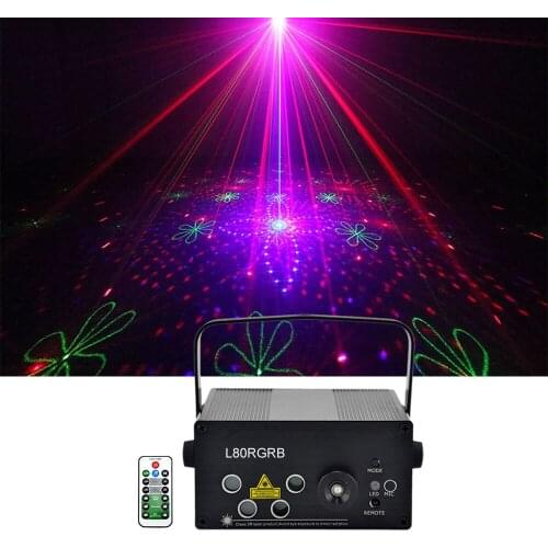 Sharelife Mini 80 RGB Pattern Blue LED Laser Light Music Remote Control Motor Speed DJ Gig Party Home Show Stage lighting 80RGB
