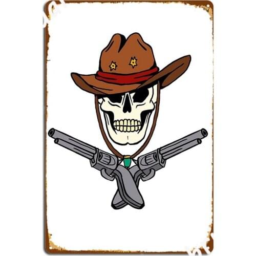 Skeleton Cowboy Metal Sign Classic Wall Cave Wall Decor Mural Tin Sign Posters