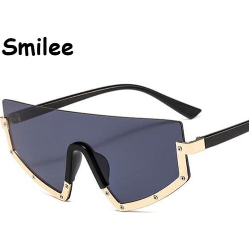 Fashion One Piece Oversized Sunglasses Women 2020 New Fashion Sun Glasses Half Frame Siamese Lens Metal Men Shades Eyeglass
