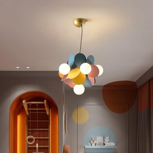 Nordic Color LED Chandelier Lighting Macaron decor Chandelier Lights Children Living Room Bedroom Indoor Lighting Decor Lustre