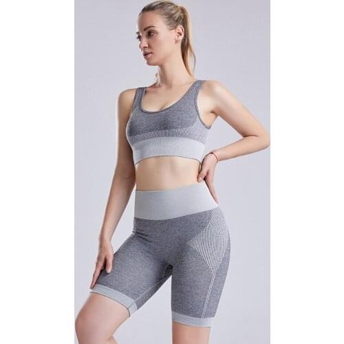 NORMOV Women Seamless Sets Sexy Slim Push Up Bras Fitness Set Woman High Waist Shorts Elastic Workout Two-Piece Suit Female