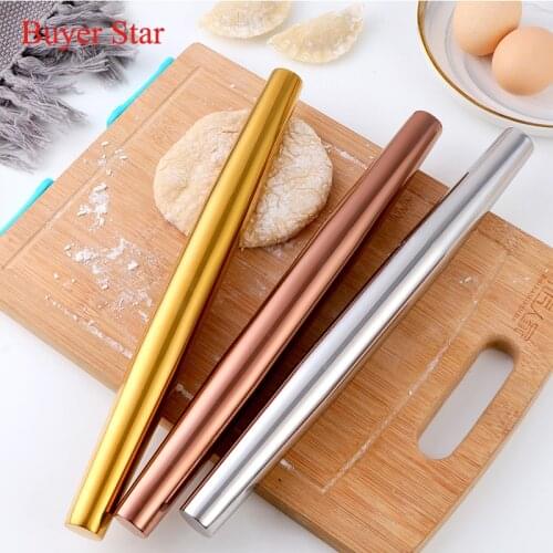 1Pcs Stainless Steel Non-Stick Rolling Pin Dough Roller Bake Pizza Kitchen Utensil Noodles Cookie Dumplings Making Baking Tools