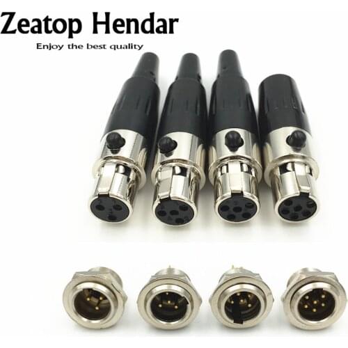 10Sets Mini XLR 3 4 5 6 Pin Female Plug + Male Socket Small XLR Audio Microphone Connector MIC for Cable Soldering Straight