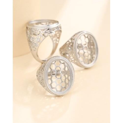 15*20mm 925 STERLING SILVER Semi Mount Bases Blanks base blank Pad men rings ring Setting set diy A5510