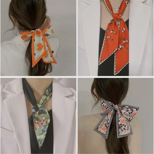 2021 Spring Women Elegant Print Long Scarf Bandanas Girls Sweet Hair Ornament Headband Turban Hairbands Fashion Hair Accessories