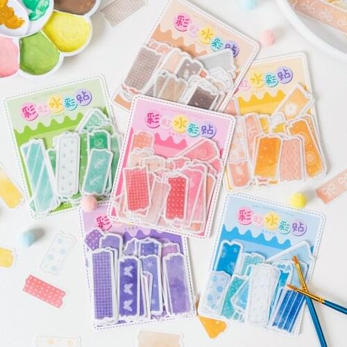 45pcs/lot Kawaii Stationery Stickers Rainbow Watercolor Sticker Series Decorative Mobile Stickers Scrapbooking DIY Craft