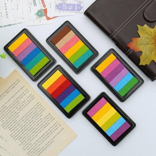 5patterns 6colors mixed ink pad yellow orange green purple red blue DIY stamp painting tool