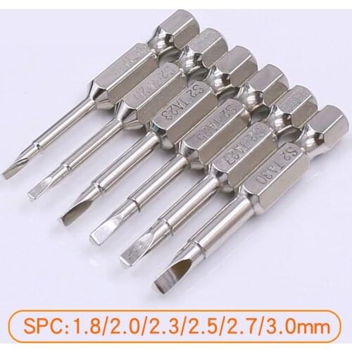 6pc Screwdriver Bits S2 Steel 1/4 Shank 1.8/2/2.3/2.5/2.7/3mm