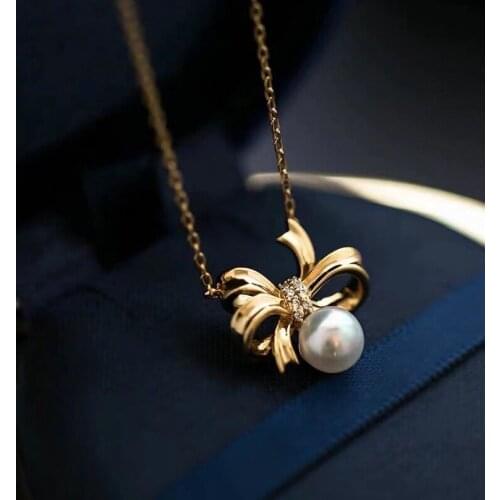 Bow Style 925 Sterling Silver Necklace Set Findings Jewelry Base Settings Mountings Parts for Akoya Edison Pearls, Coral, Jade