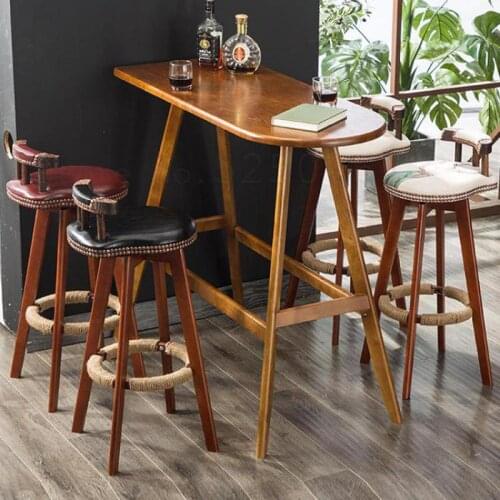 Bar stools home high stools Nordic high stools rotating bar chair solid wood bar tables and chairs bar stool