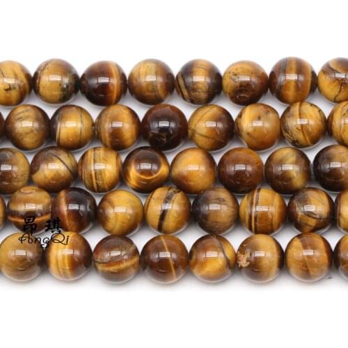 Natural Tiger Eye Beads Yellow Tiger Eye Stone Round Loose Beads For Jewelry Making 16" Men Bracelet 3-14mm Small Beads