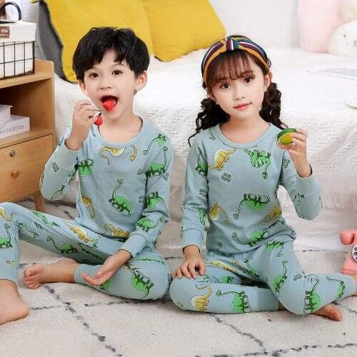 Kids Dinosaur Pajamas Sets Girl and Boy Clothes Sweet Dreams Pijamas Children Cartoon Long Sleeve T-Shirt+Pants pajama set