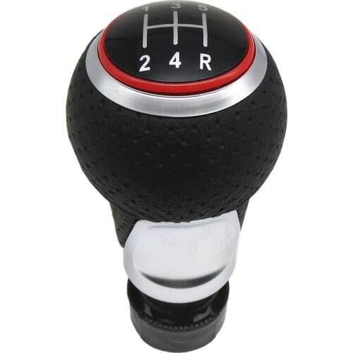 FaroeChi Gear Shift Knob Car Gear Shifter Lever Stick For Audi A4 S4 B8 8K A5 8T Q5 8R S Line 07-15 Manual Leather Red Line