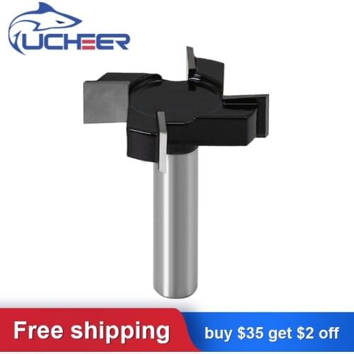 UCHEER 1pc 1/2" Shank 4 Edge T Type Slotting Cutter Woodworking Tool Router Bits For Wood Industrial Grade Milling Cutter