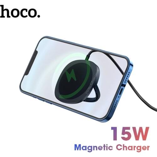 Hoco Magnetic Wireless Charger For iPhone 12 Pro Max 12 Mini 15W USBC Charger Adapter For iPhone 12 Portable Charger With Holder