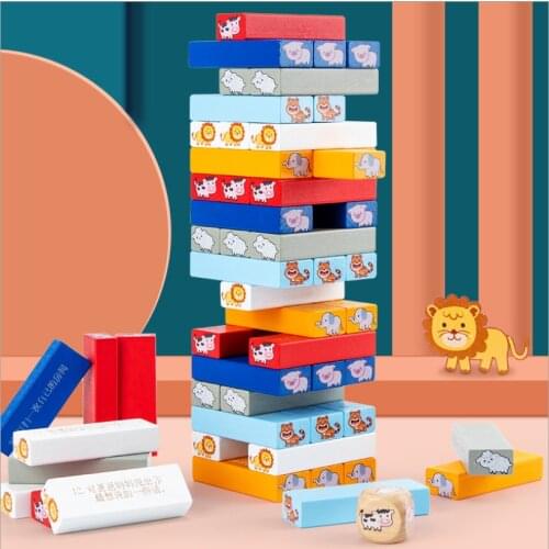 Jenga Game Wooden Blocks Stacking Tumbling Tower Non-toxic Parent-Child DIY Stacking Table Game Interaction Educational Toys