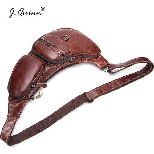 J.Quinn 2017 High Quality Chest Bag Genuine Leather Cowhide Mens Shoulder Bags Vintage Crossbody Bags Chest Pack Men Messenger