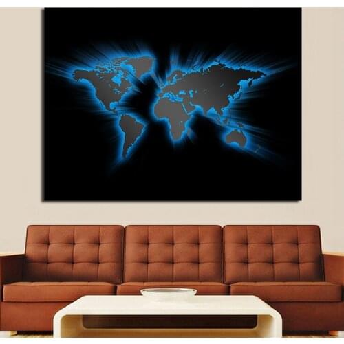 JQHYART Glowing World Map Paintings For Living Room Wall Paintings On Canvas Oil Painting Wall Pictures No Frame