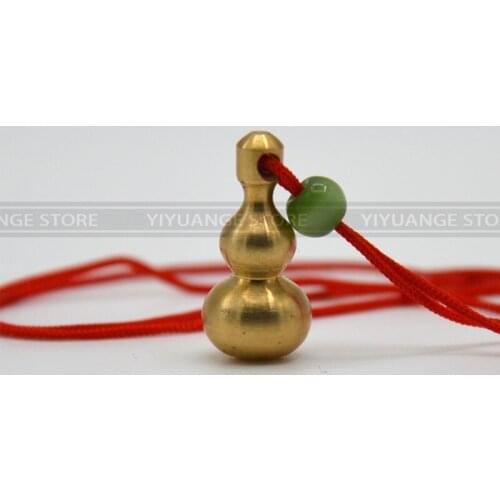 Chinese Feng Shui Necklace Product Golden Brass Wulou Wu Lu Gourd Hulu For Business Smooth evil