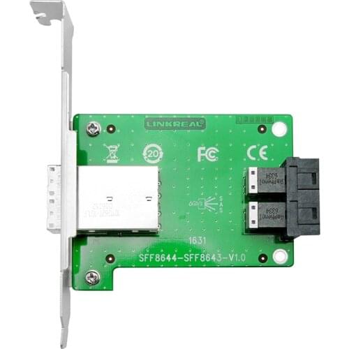 Linkreal 2 Port Mini SAS SFF 8644 to Internal SFF 8643 Mini SAS Adapter Converter-LRFC4622
