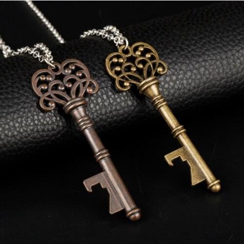 MQCHUN Vintage Bronze Color Flowers Gothic Necklaces Metal Key Style Bottle Opener Bar Tool Bottle Beer Opener Necklace -30