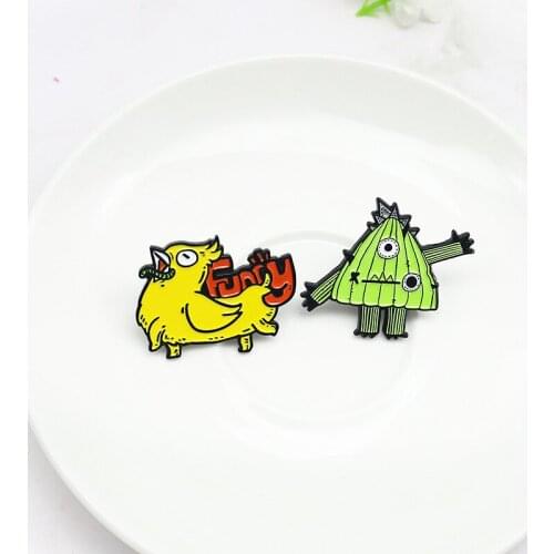 Cartoon Funny Sausage Chicken Spring Bamboo Shoots Doll Unfolded Hands Fashion Creative Personality Exquisite Enamel Brooch