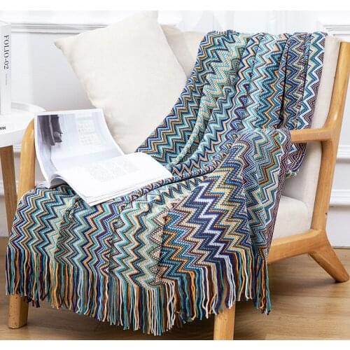 Blankets Bohemian Geometric Mandala Thread Blanket Sofa Decorative Throw Blanket On Sofa/bed/plane Knit Blanket with Tassel