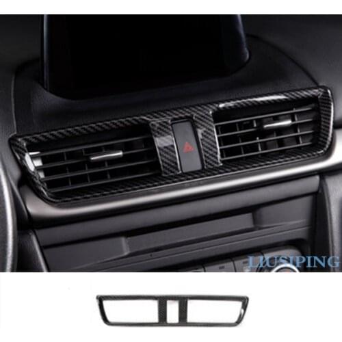 Fit For Mazda 3 Axela 2017-2018 black Carbon Fiber style Air Vent Outlet Panel Cover Trim 1pcs
