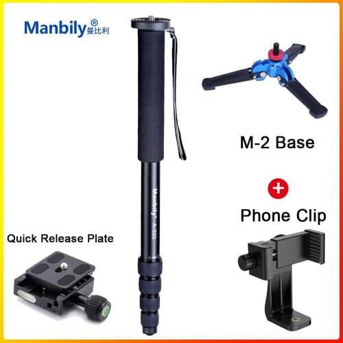 Manbily A-333 Aluminum Alloy 165cm Portable Professional Monopod with M-2 Base Stand for Canon Nikon Sony DSLR Camera Video