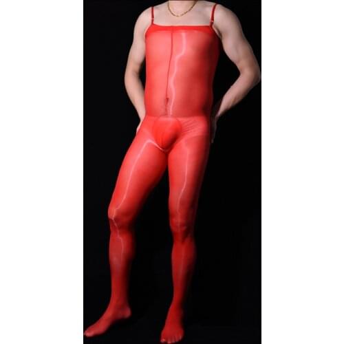 Adjustable Spaghetti Strap Sleeveless Oil Shiny Bodysuit Nylons Tights Bodystocking Sexy Hot Erotic Lingerie Pantyhose Catsuit