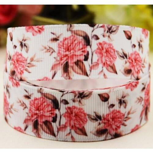 22mm 25mm 38mm 75mm Flower printed Grosgrain Ribbon party decoration 10 Yards X-04448
