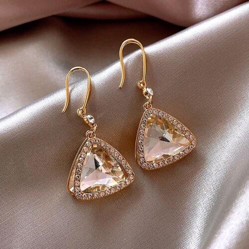 Triangle Rhinestone Drop Earrings 2020 Trendy Korean Version Personality Temperament Wild Simple Earrings Fashion Jewelry Gifts