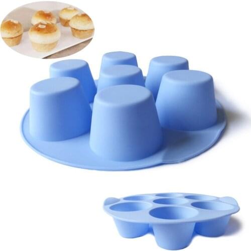 7 Holes Silicone Cupcake Mold Round Muffin Cup Cake Moulds DIY Bakeware Cake Tool Pudding Baking Tray New km239