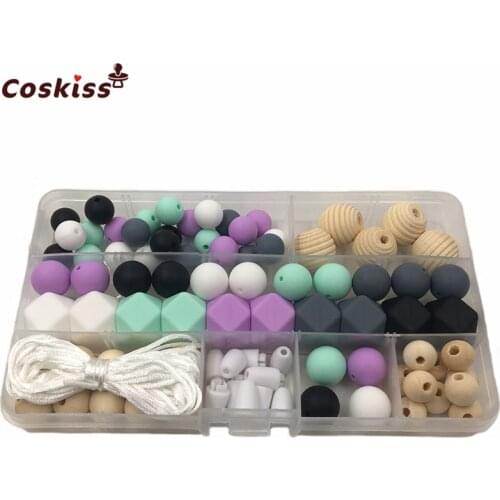 Silicone Teether Sets DIY Teething Necklace Beads Bracelet Made Accessories Food Grade Silicone Beads Baby Teether