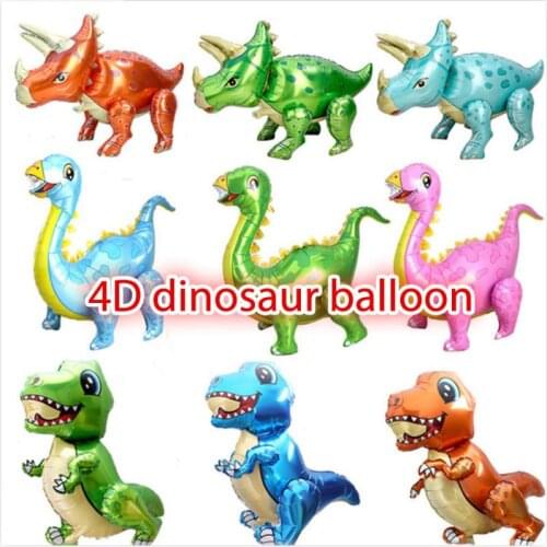 Standing 3D Dinosaur Foil Balloons Birthday Triceratop Decoration Kid Dinosaur Forest Party Baloons Banner Jungle Animal Balloon