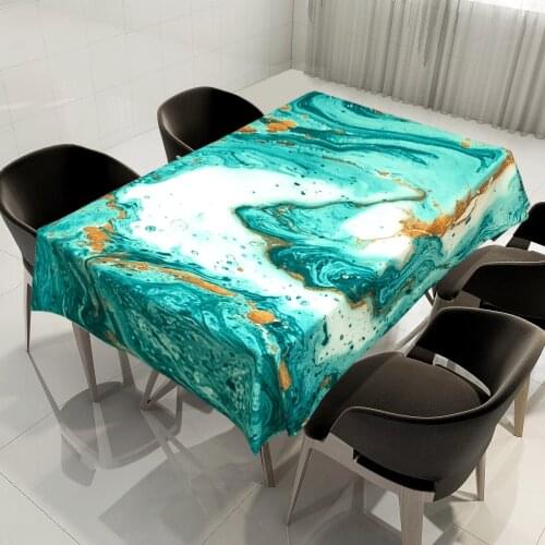 Gilt Marble Tablecloth Blue Abstract Waterproof Antifouling Rectangle Table Cover Dining Room Kitchen Decor Picnic Table Cloth