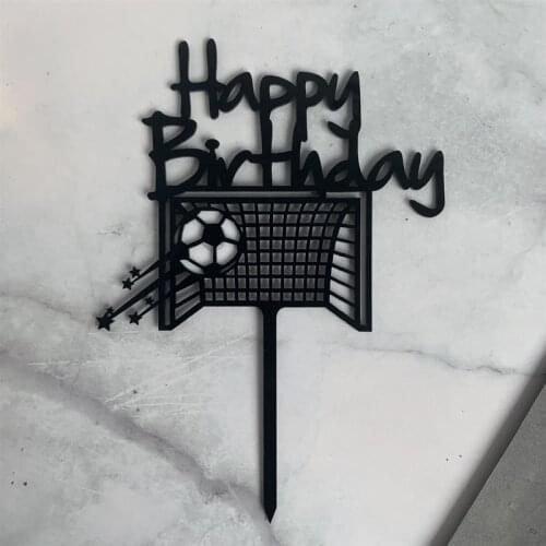 Happy Birthday Cake Topper Flage For Kids Boy Birthday Party Cake Decors Supplies Football Theme Party Cupcake Topper