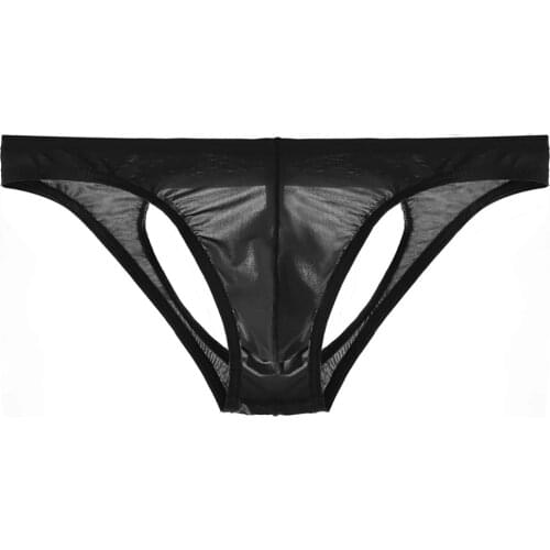 Mens Transparent Underwear Sexy G-Srting Men Briefs Low Rise See Through Panties Thongs Mesh Underpants Gay Slip Homme T-Back