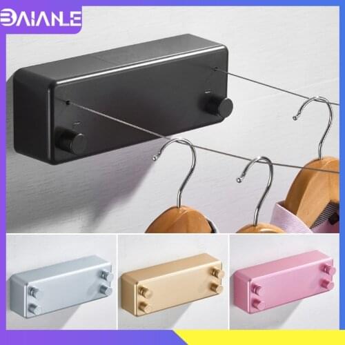 Retractable Clothesline Indoor Outdoor Rope Telescopic Stainless String Invisible Clothesline Wall Mounted Laundry Drying Rack