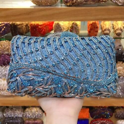 XIYUAN red/purple/sky blue/gold/silver crystal diamond evening crossbody bags banquet/Dinner/Nightclub handbags Minaudiere purse