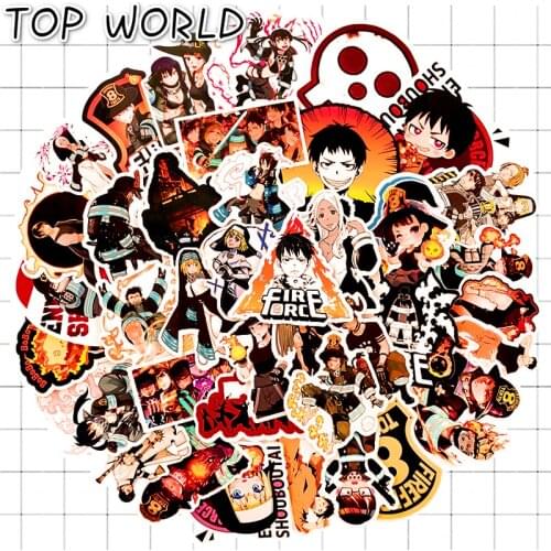 10/50/set Japan Anime Fire Force Waterproof Stickers For Kids Toys Scrapbook Bicycle Car Skateboard Snowboard Laptop Luggage