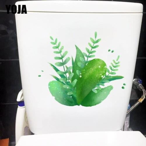 YOJA 21.5X18.4CM Watercolor Green Plant WC Decor Toilet Home Room Wall Sticker Decal T1-1655