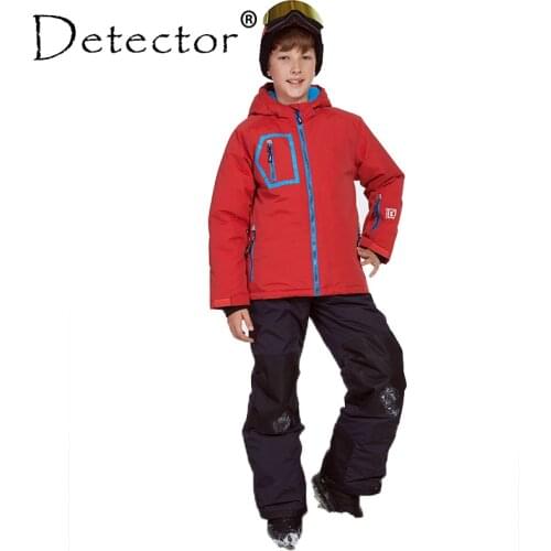 Detector Winter Jacket and Pants Ski Snowboard Suit Thicken Boys Clothing Outdoor Set Winter Twinset Suitable -20-30 degree