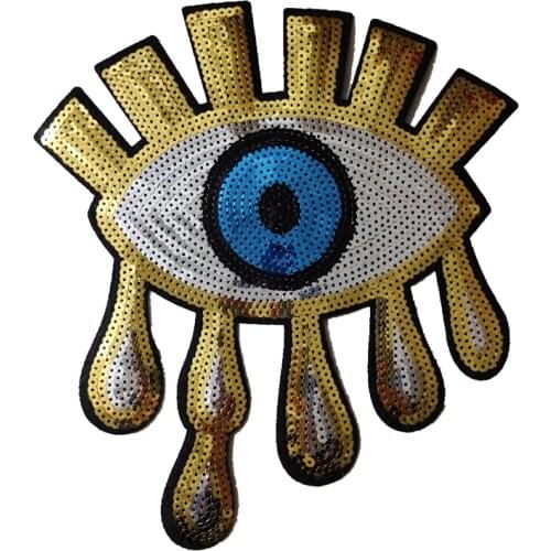 Black eye patch sequined eyeball patches sew on eye blue badge