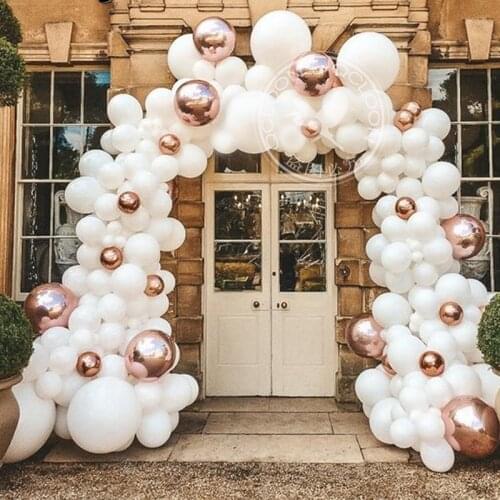 110pcs Girl Birthday Balloons Arch Kit White and Rose Gold Balloon Garland Pastel Baby Shower Baptism Balloon Deco