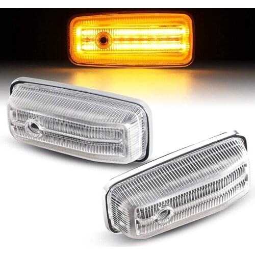 2Pcs Car LED Side Marker Light Assembly Turn Signal Lamps for Mercedes Benz W463 G-Class 1986-2002 (Clear Lens)