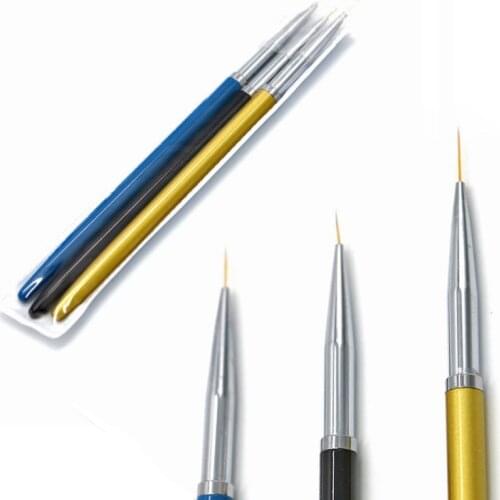 3pcs/set Nail Art Liner Painting Pen 3D Tips DIY Acrylic UV Gel Brushes Drawing Kit Flower Line Grid French Design Manicure Tool