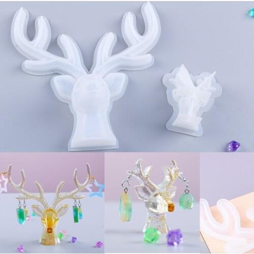 3D Deer Antler Decoration Silicone Mold for Christmas Deer Jewelry Earrings Frame Mirror Epoxy Mold for Resin